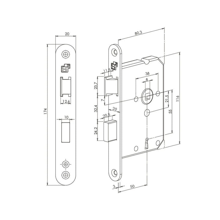 S2 binnendeur dag/nachtslot klavier BSW wit afgerond