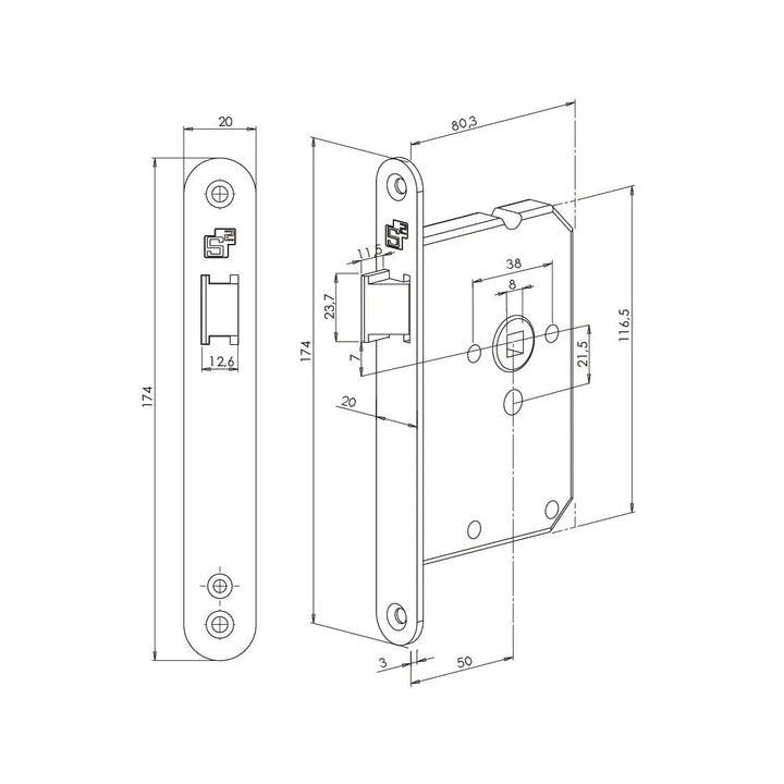 S2 binnendeur loopslot BSW wit afgerond