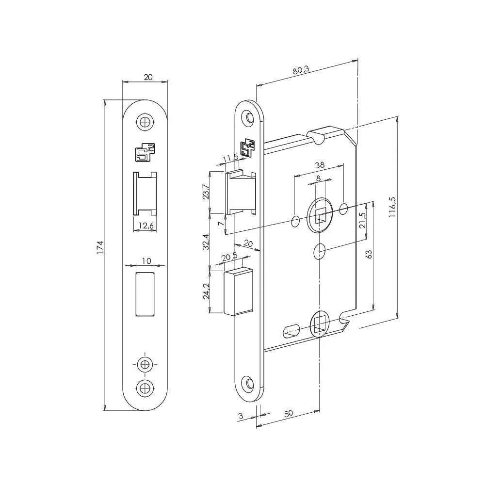 S2 binnendeurslot vrij/bezet BSW wit afgerond