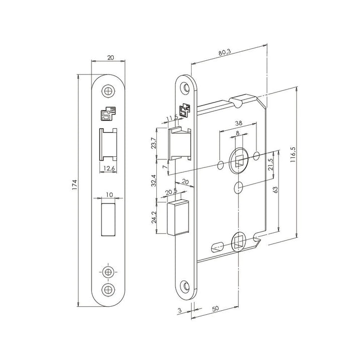 S2 binnendeurslot vrij/bezet BSW wit afgerond