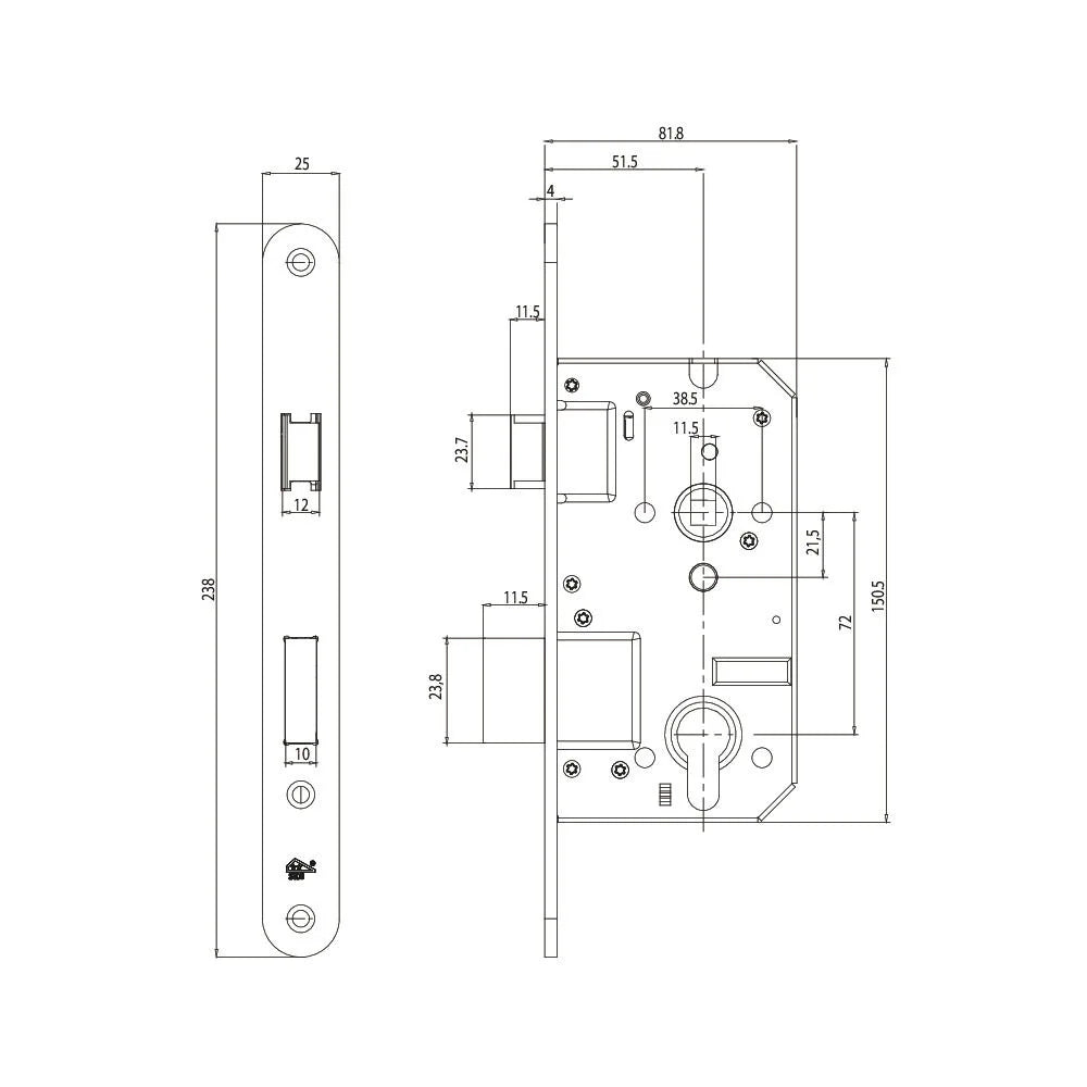 Veilig Veiligheidsinsteekslot dag/nacht PC72 SKG** rechthoekig