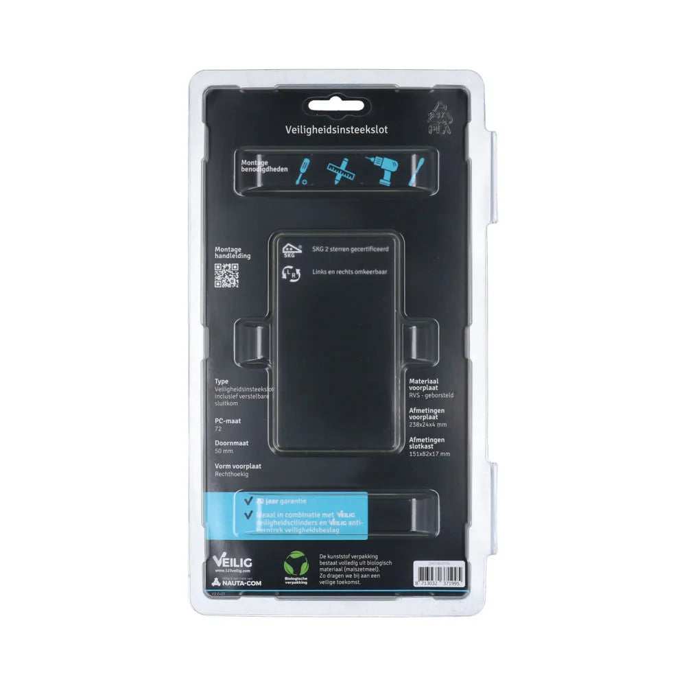 Veilig Veiligheidsinsteekslot dag/nacht PC72 SKG** rechthoekig