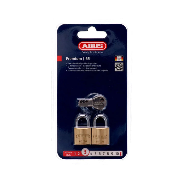 Abus hangslot 65/20 (2 stuks)