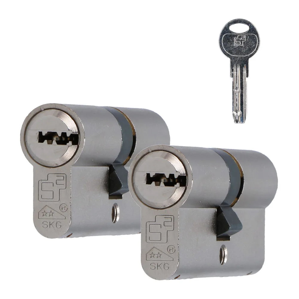 S2 veiligheidsprofielcilinder set gelijksluitend F6 SKG** 30/30mm (2 stuks)