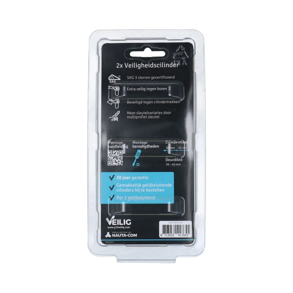 Veilig veiligheidsprofielcilinder S7 Expert SKG*** 30/30mm (2 stuks)