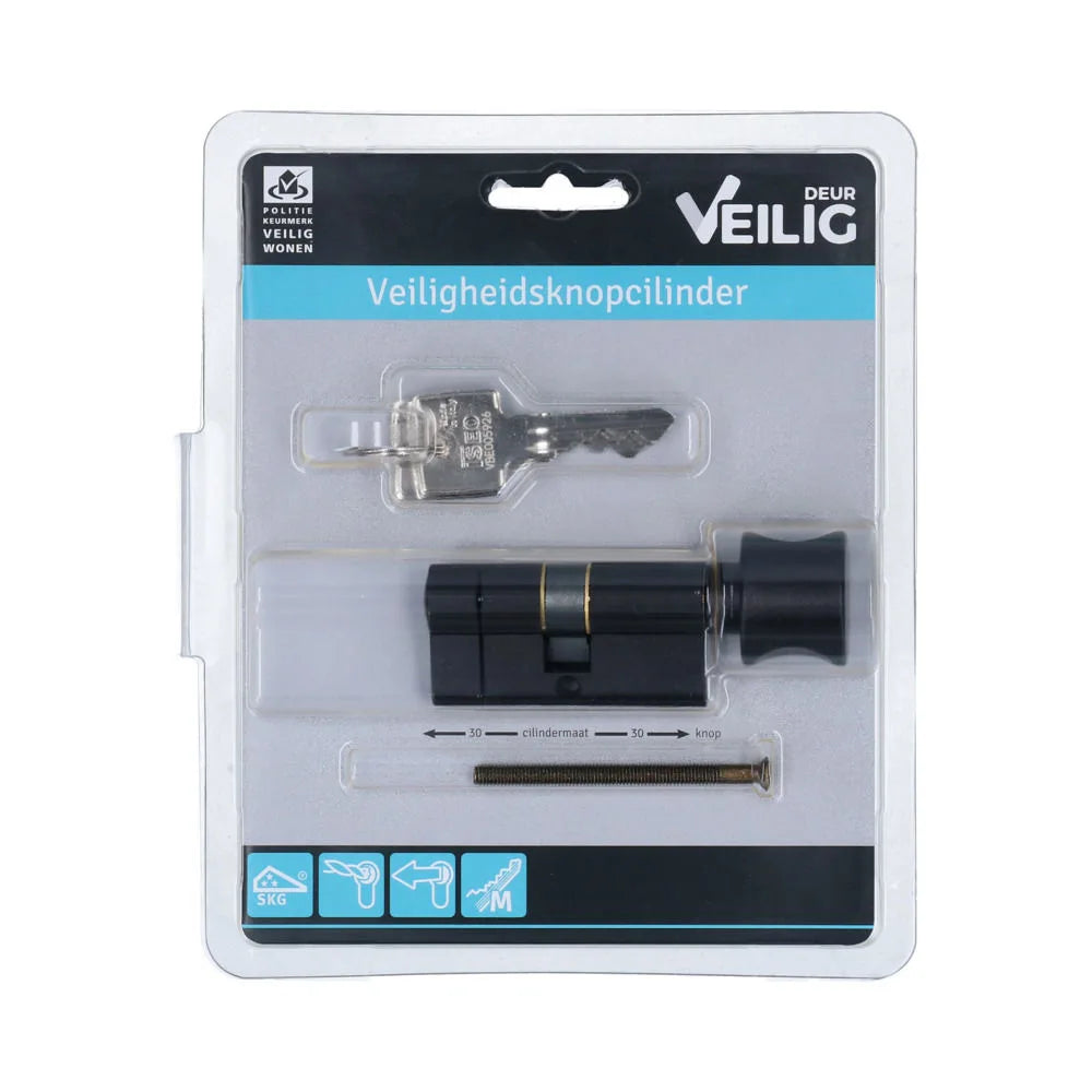 Veilig veiligheidsknopcilinder S7 Expert SKG*** zwart K30/30mm