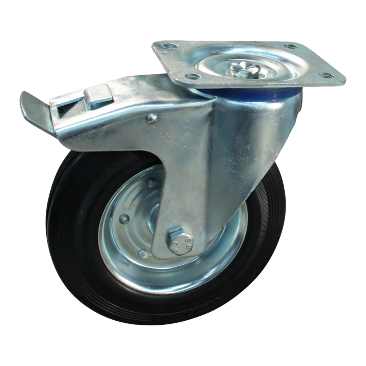Novio zwenkwiel geremd 100mm serie 02 - 15 Plaatbevestiging Rollager