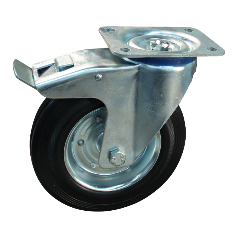 Novio zwenkwiel geremd 125mm serie 02 - 15 Plaatbevestiging Rollager