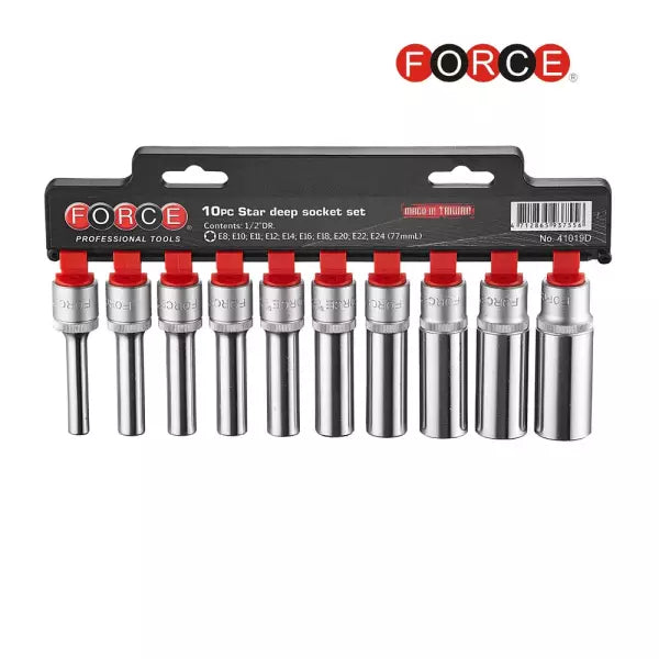 Force 1/2" Doppenset Torx 10 delig lang