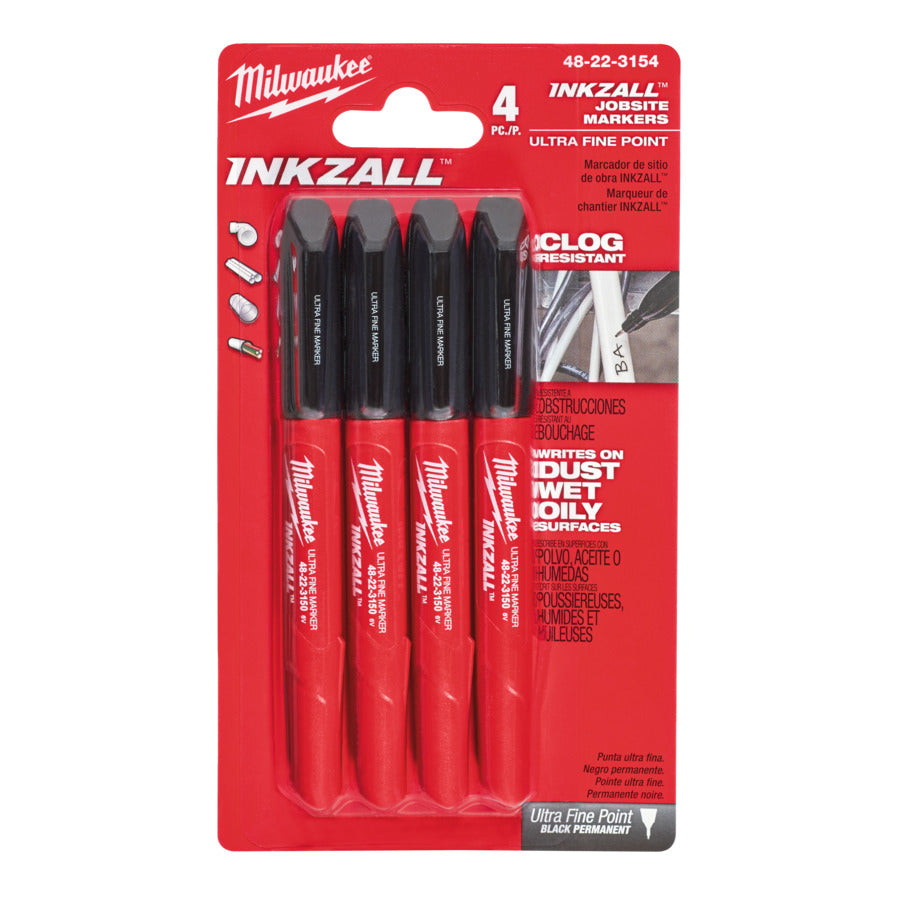 Marker INKZALL 0,6mm zwart 4 stuks