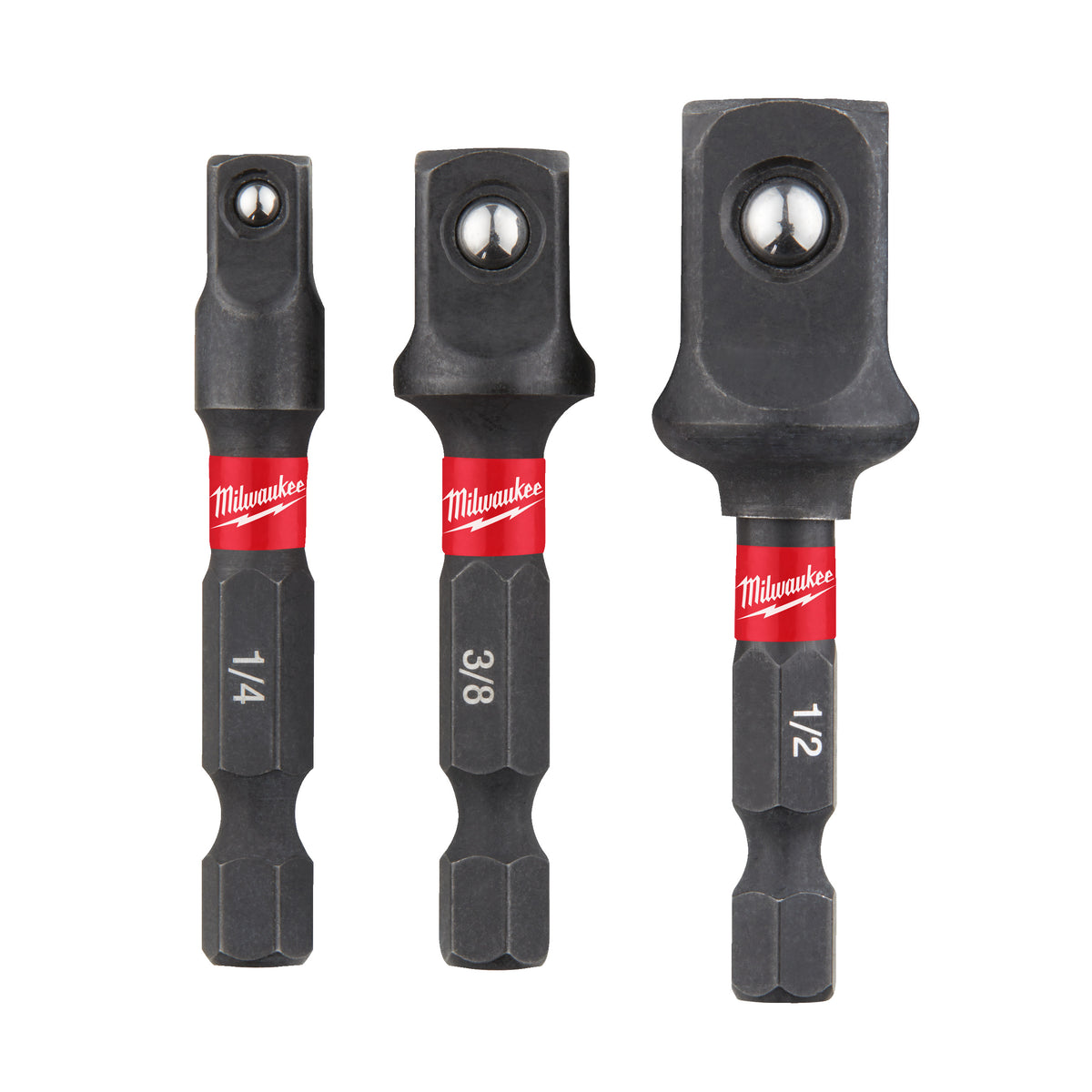 Dopadapter SHOCKWAVE 1/4Hex - 1/4, 3/8, 1/2 aandrijfvierkanten (3-delig)