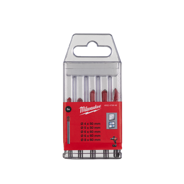 Glas en tegelboren set 5 stuks