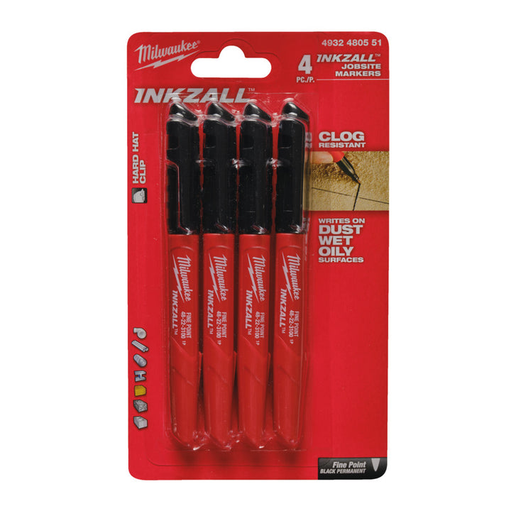 Marker INKZALL 1,0mm zwart 4 stuks