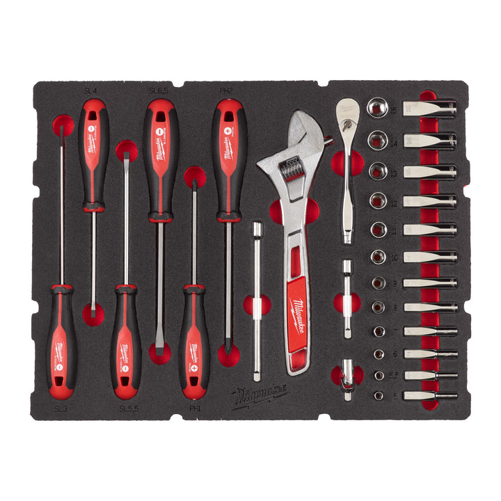 Foam Inlay doppenset 1/4" Metrisch PACKOUT™ (35-delig)