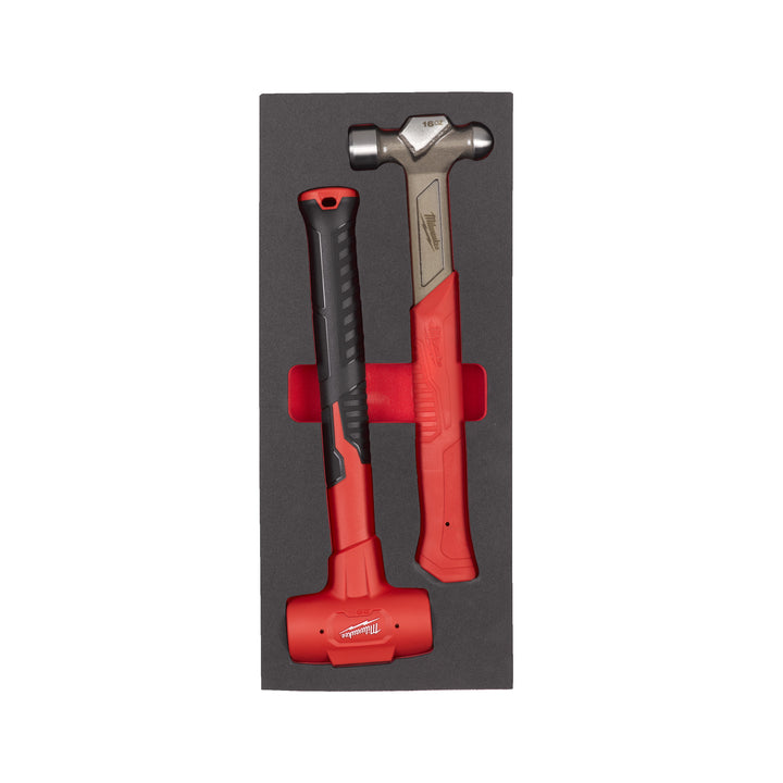 Foam inlay hamers: bolkophamer 450g en terugslagvrije hamer 790g (2-delig)
