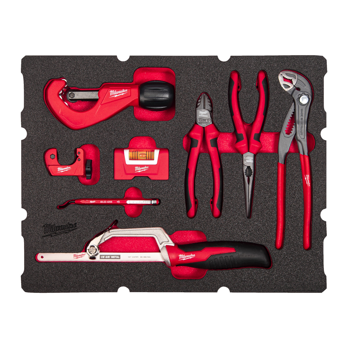 Foam inlay geschikt voor alle PACKOUT™ gereedschapskoffers met lades voor de loodgieter (8-delig)