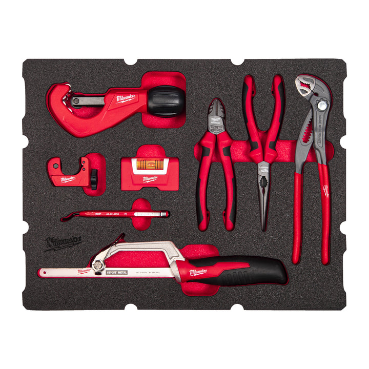 Foam inlay geschikt voor alle PACKOUT™ gereedschapskoffers met lades voor de loodgieter (8-delig)