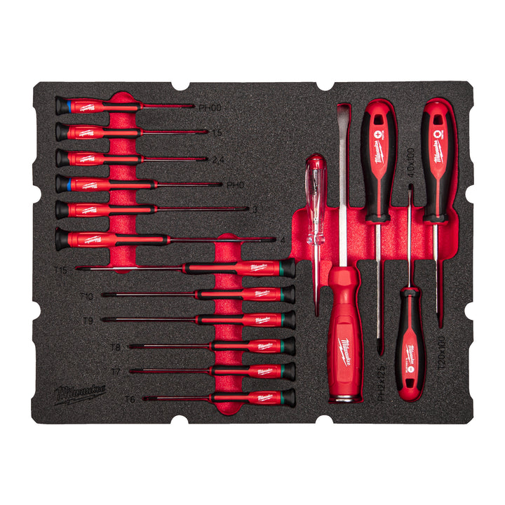 Foam inlay geschikt voor alle PACKOUT™ gereedschapskoffers met lades met precisie schroevendraaiers (17-delig)