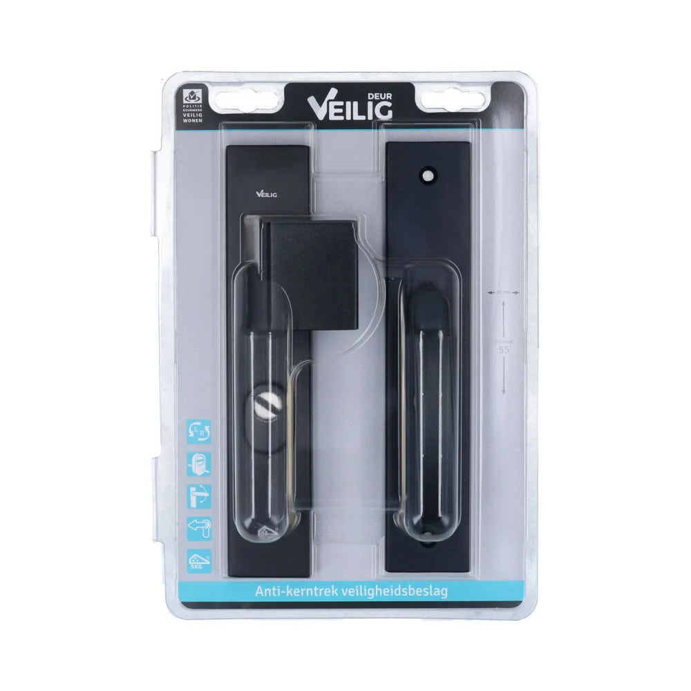 Veilig Veiligheidsbeslag 2200/2300 50 mm SKG*** kerntrek Zwart rechthoekig