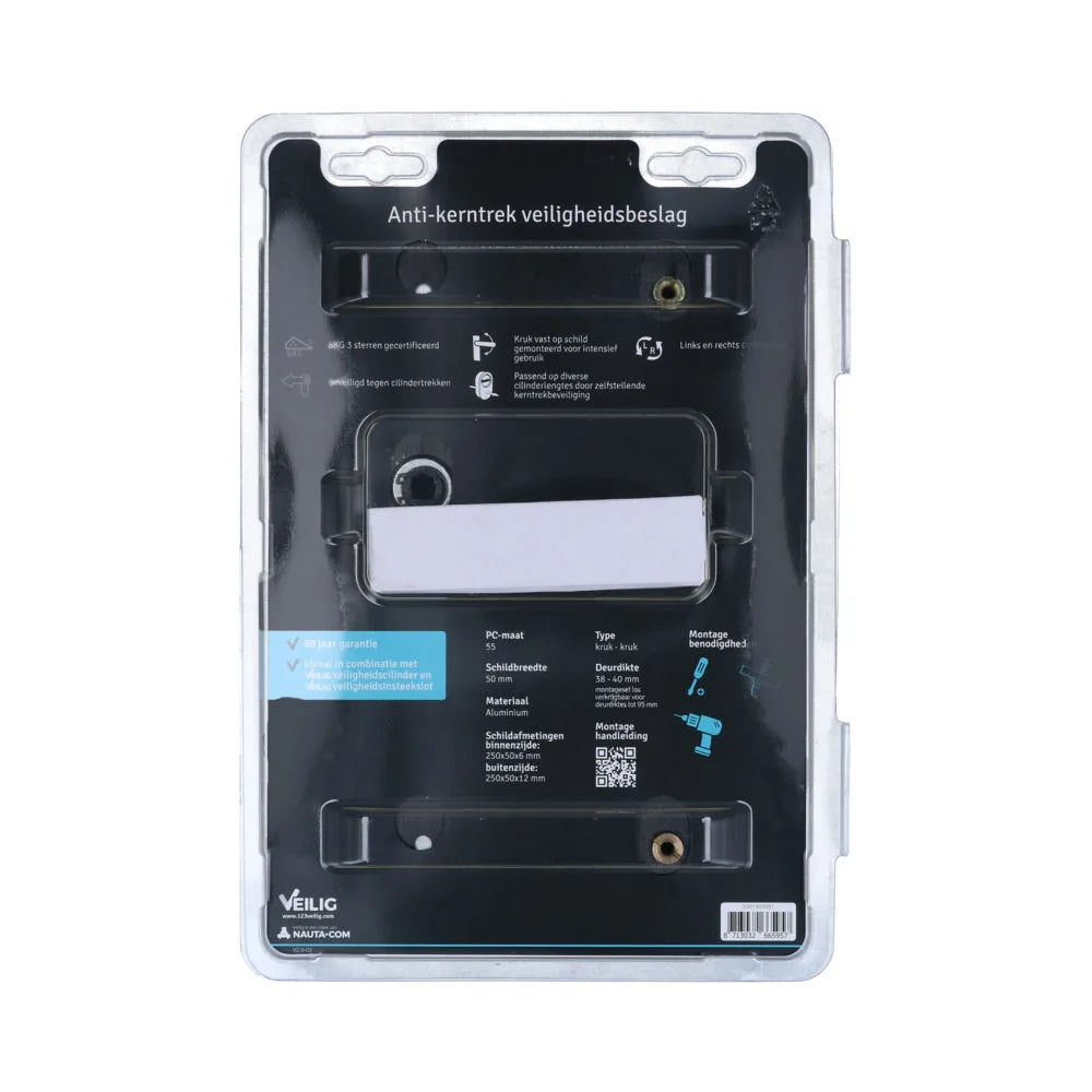 Veilig Veiligheidsbeslag 2200/2300 50 mm SKG*** kerntrek Zwart rechthoekig