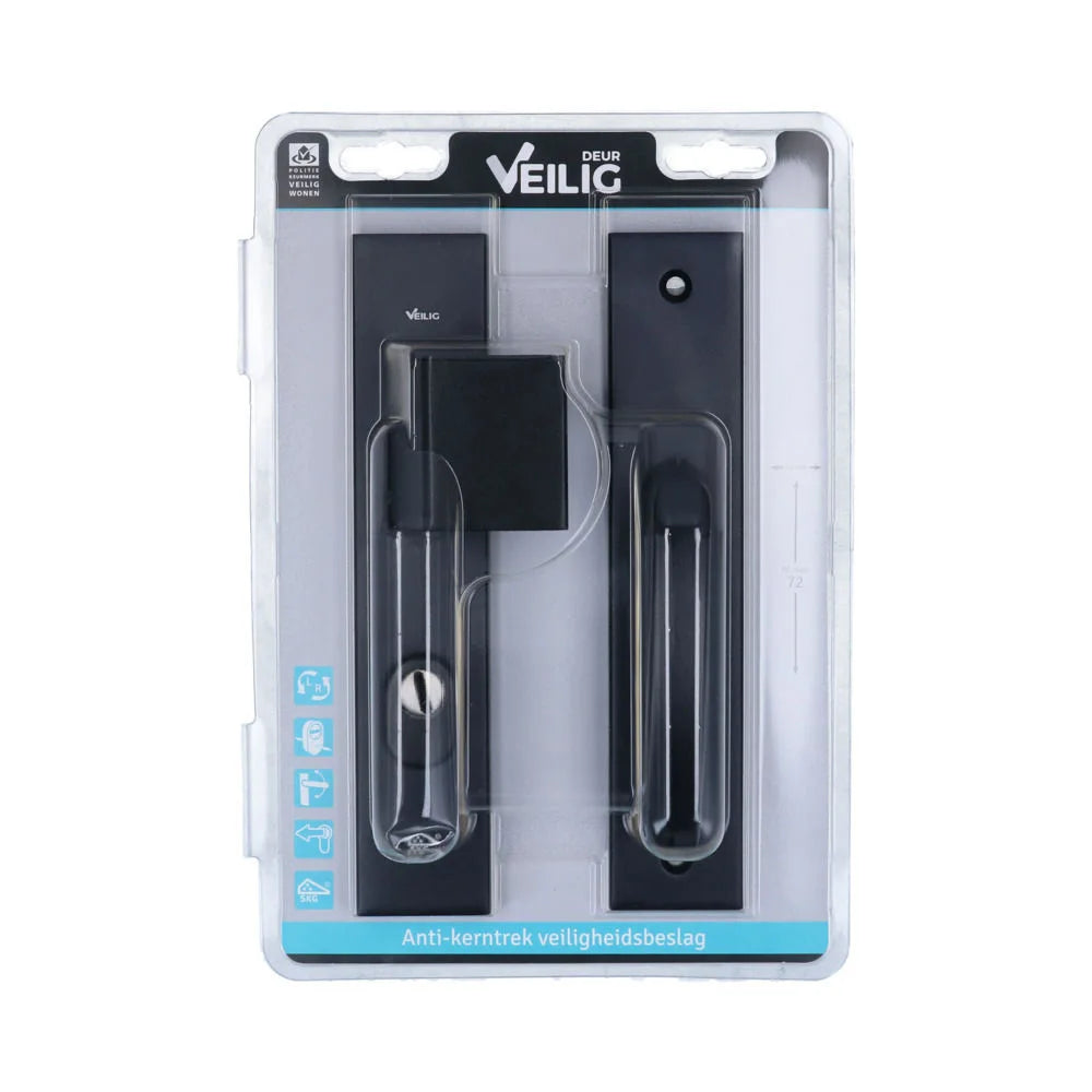 Veilig Veiligheidsbeslag 2200/2300 50 mm SKG*** kerntrek Zwart rechthoekig