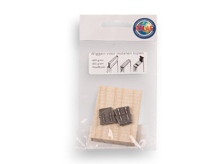 Blisterkaart bijlspie set: kleine houten spie + 2 wiggen nr. 2