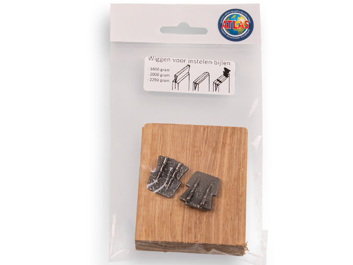 Blisterkaart bijlspie set: grote houten spie + 2 wig nr. 4