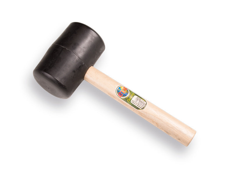 Rubberhamer ATLAS  nr. 9 hard Ø100mm (2 KG) 90 shore met houten steel