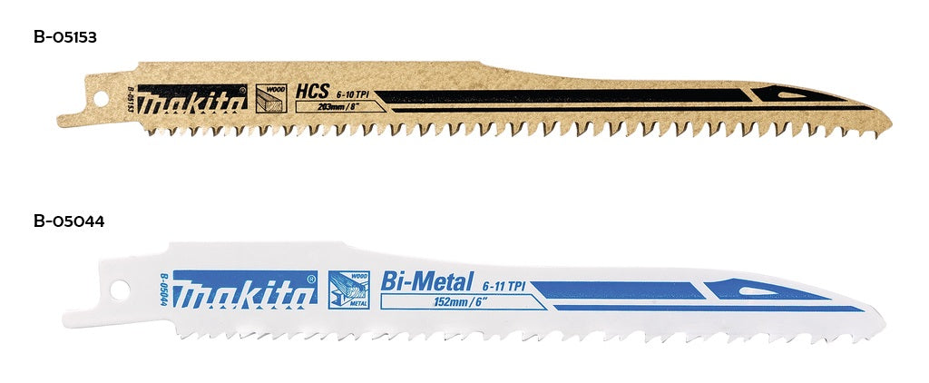 Makita reciprozaagblad Hout/Kunststof 183mm + Makita reciprozaagblad Hout/Staal 132mm