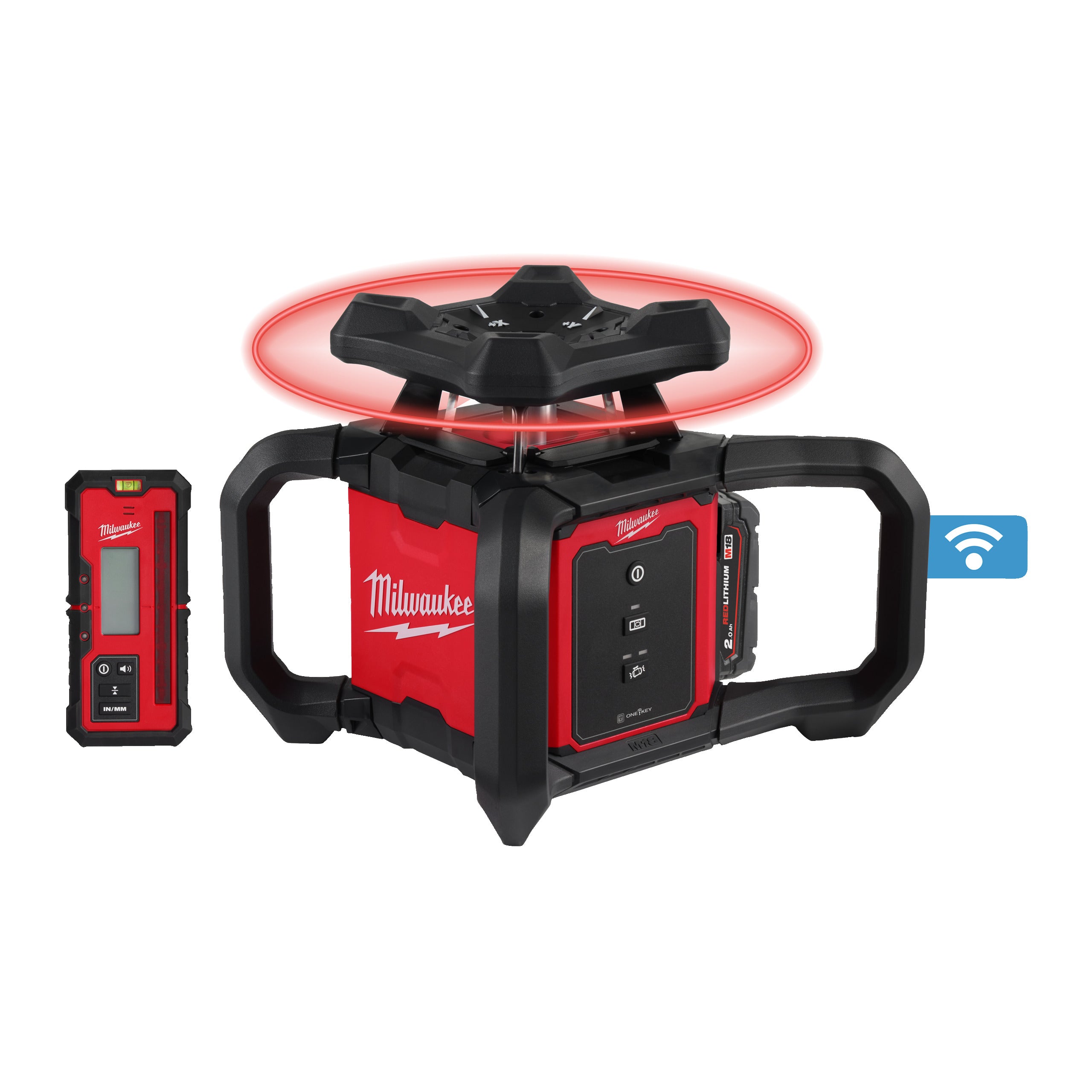 M18 RLOH600-201C horizontaal roterende laser met ONE-KEY (1x 2.0 AH accu en lader)