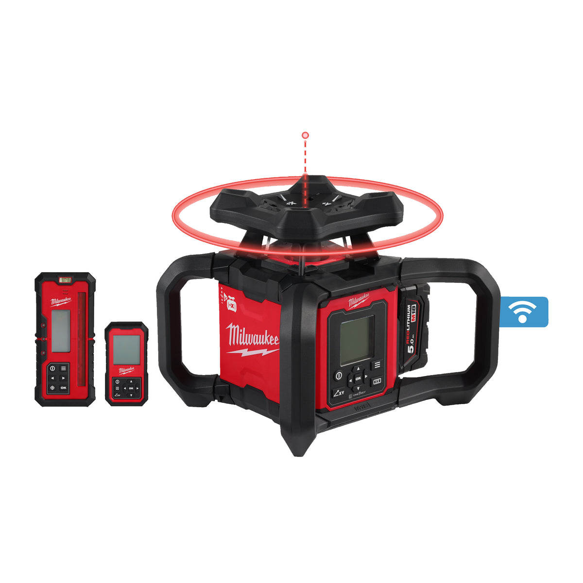 M18 RLOHV1200-501C, Rotary Laser, Red, Horizontal-Vertical, Auto Dual Grade, 1200 meter (1x 5.0 AH accu en lader)