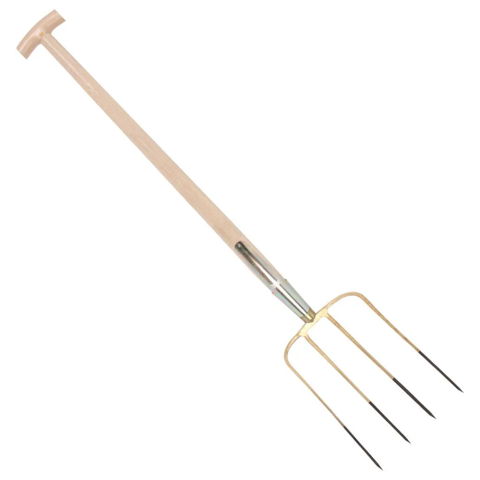 Mestvork - 4 tanden - Metaal - Essenhouten steel - 85 centimeter