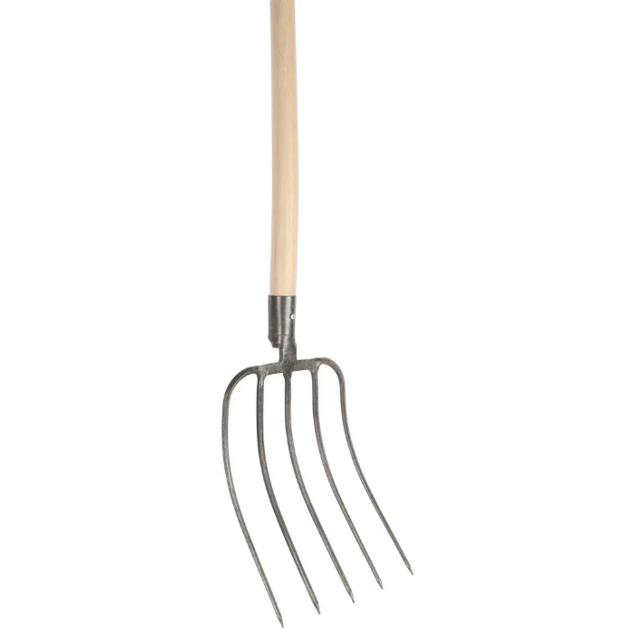 Mestvork - Met dul - 5 tanden - Essenhouten steel - 85 cm