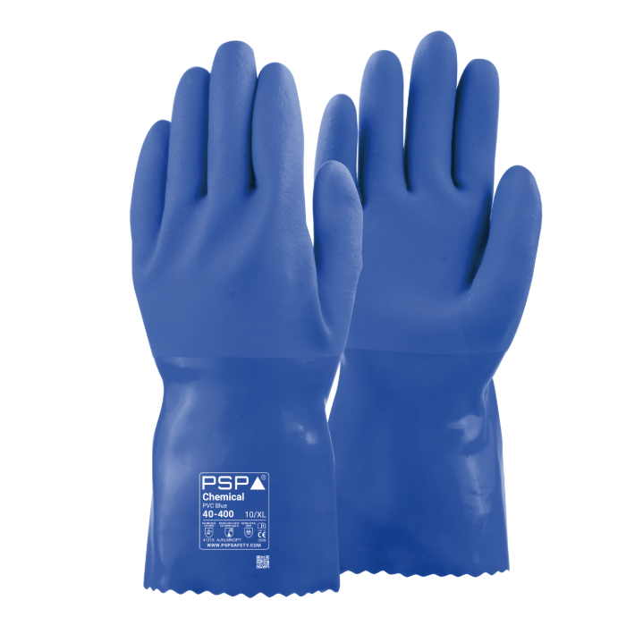 PSP 40-400 vloeistofdichte handschoenen PVC blauw