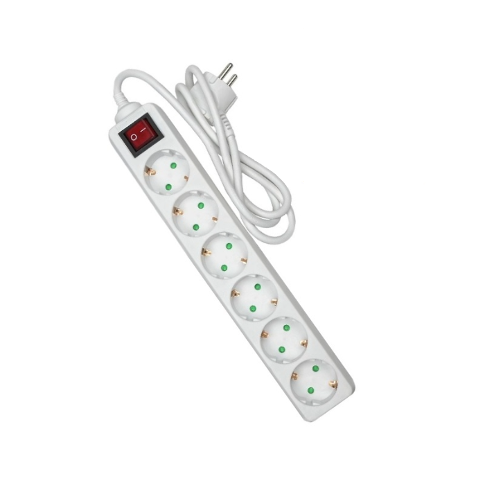 EGT STEKKERDOOS 6V+KNOP 1,5M 3X1Q WIT