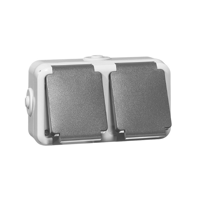 PEHA IP44 DUBBEL STOPCONTACT HORIZONTAAL WCD+RA  306211