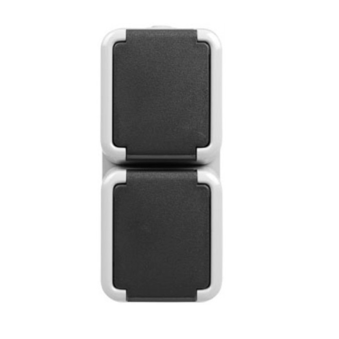 PEHA IP44 DUBBEL STOPCONTACT VERTICAAL WCD+RA 306521