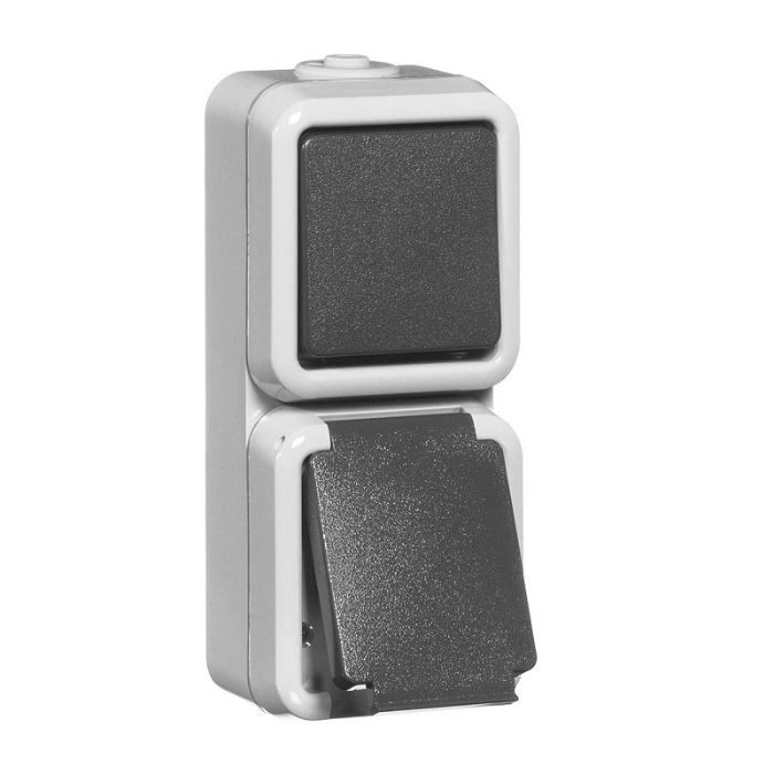 PEHA IP44 COMBINATIE WISSELSCHAKELAAR VERTICAAL 307611