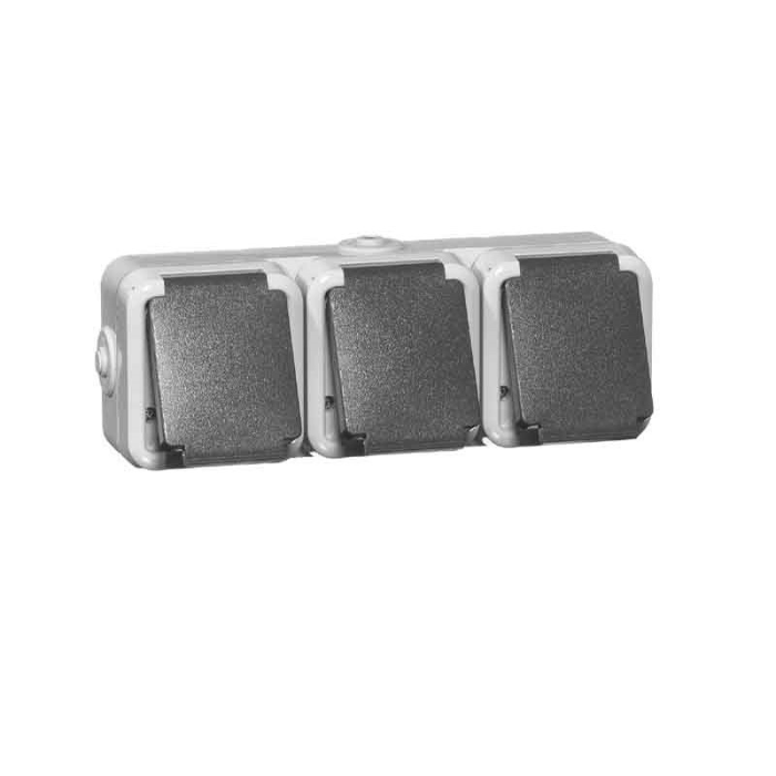 PEHA IP44 3-DELIG STOPCONTACT WCD+RA 306311