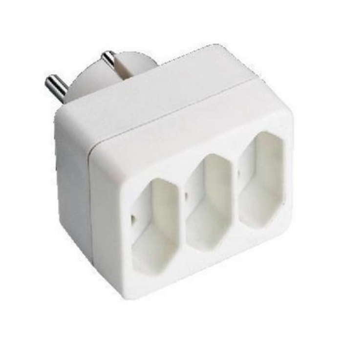 VERLOOPSTEKKER 3X EURO 2,5A WIT