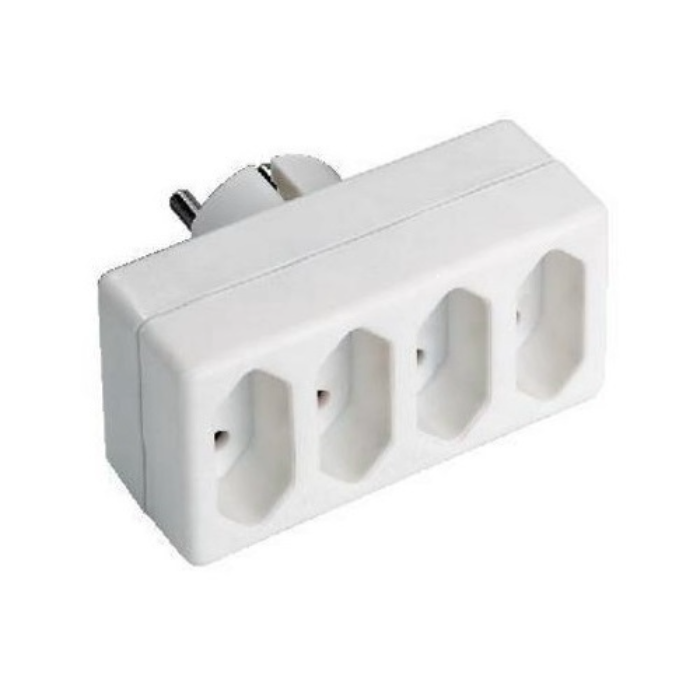 TBT VERLOOPSTEKKER 4X EURO 2,5A WIT