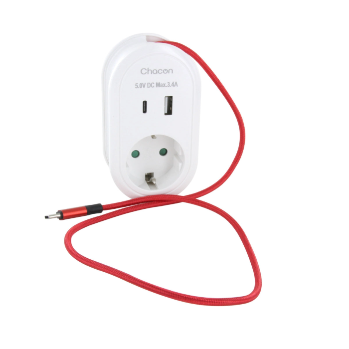 CHACON ADAPTER 16A USB-C+A+SNOER