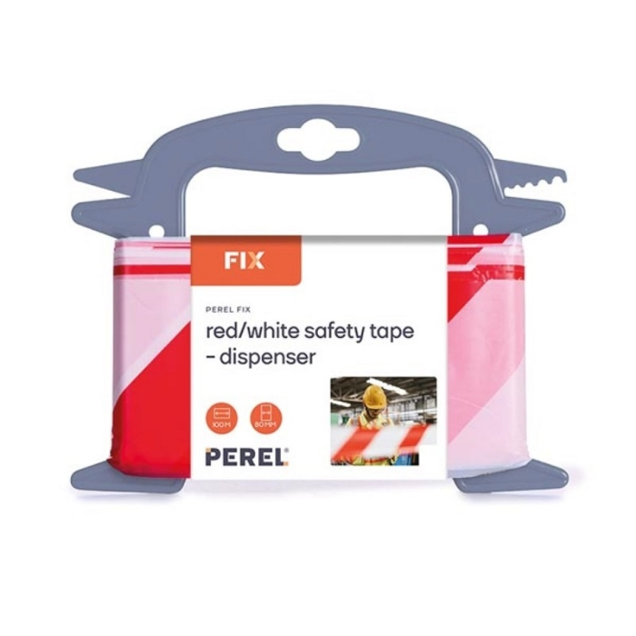PEREL VEILIGHEIDSLINT ROOD/WIT 100M DISPENSER
