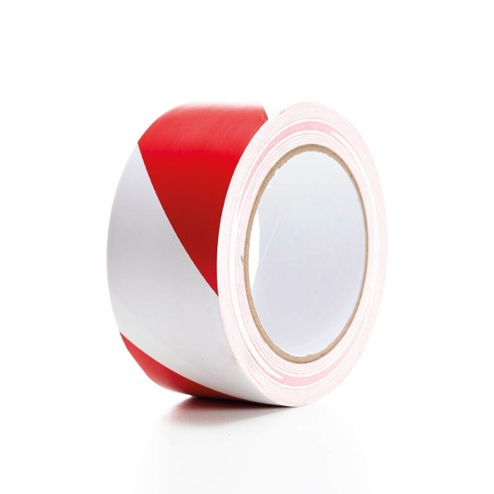 PEREL PVC MARKERINGSTAPE 5CM X 33M ROOD/WIT