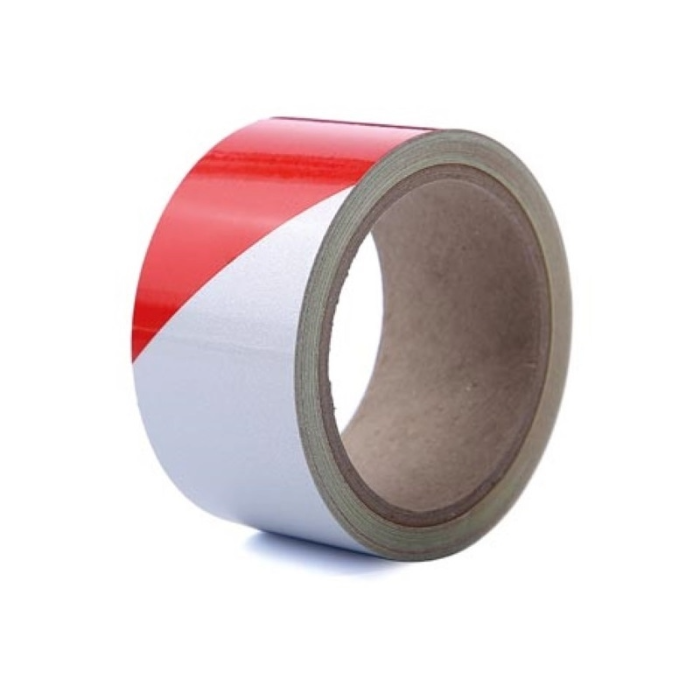 PEREL REFLECTIETAPE 5CM X 10M ROOD/WIT