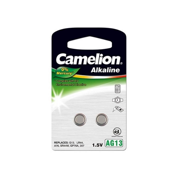 CAMELION 2 STUKS KNOOPCELBATTERIJEN ALKALINE A76/LR44/AG13