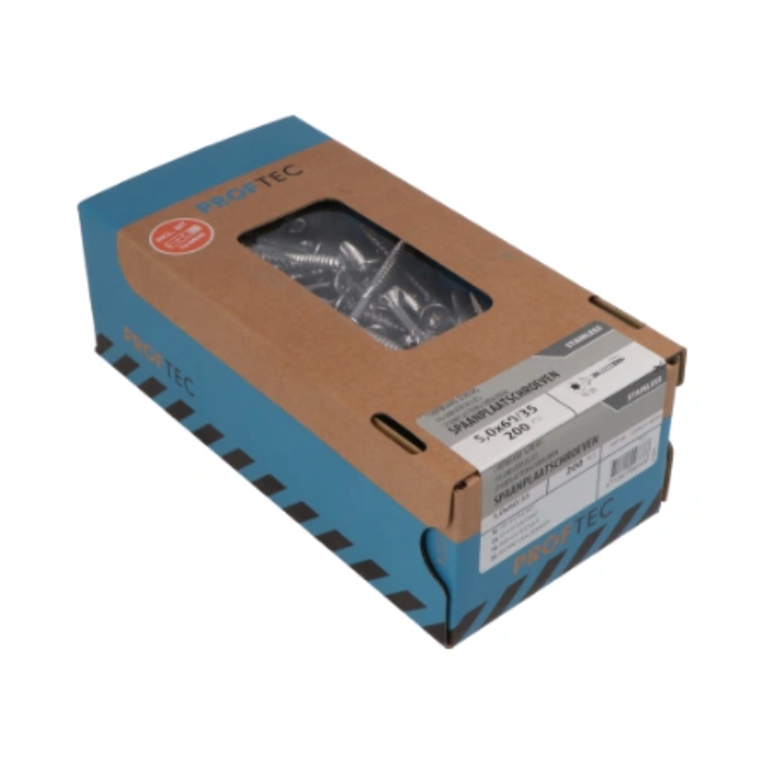 Proftec spaanplaatschroef +snijpunt RVS-410 platkop TX30 6x80/42mm 100 stuks