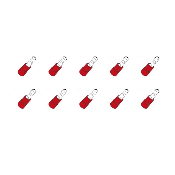 EGT 10 STUKS KABELSCHOEN ROND MALE 4MM ROOD