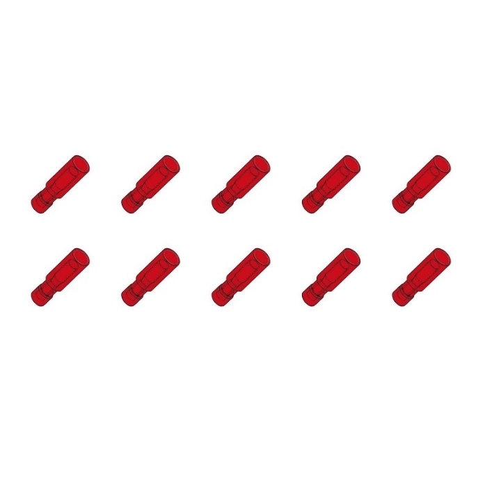 EGT 10 STUKS KABELSCHOEN ROND FEMALE 4MM ROOD