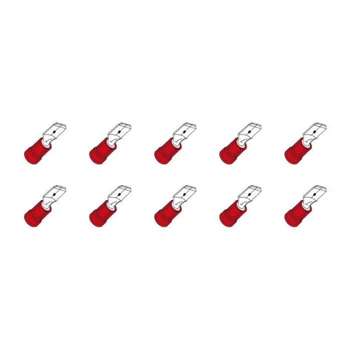 EGT 10 STUKS KABELSCHOEN VLAK MALE 2,8 ROOD